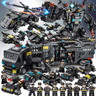1.000pcs Polícia Municipal Militar SWAT Mecha Batalha Navio de Batalha Série Tanque de Avião Boy Assembled Building Block Brinquedos de Aniversário Infantil Modelo de Decoração de Presente