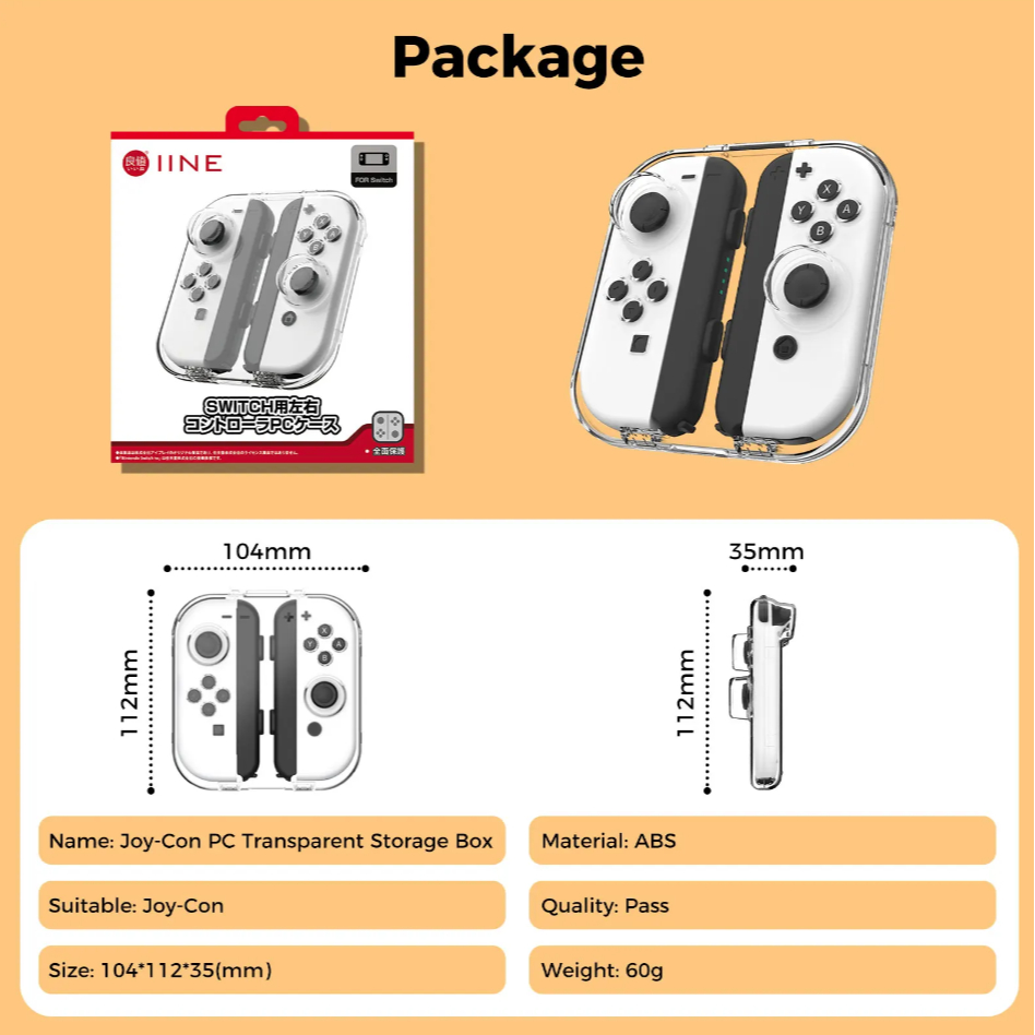 IINE PC Caixa De Armazenamento Transparente Para Nintendo Switch Joy-Con  Protetora Portátil À Prova De Poeira
