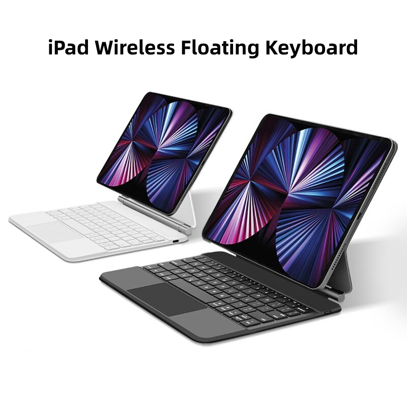 Capa de couro para iPad 10.2 2021 / Air 2019 retroiluminação branca 360  graus rotativa com teclado