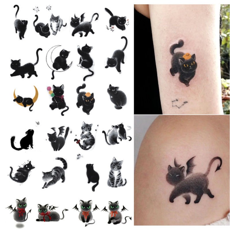 Adesivo de tatuagem temporária, adesivo de borboleta preta sexy, arte  corporal, tatuagem de flash falso, tatuagem de mão feminina nas costas -  Corano Jóias