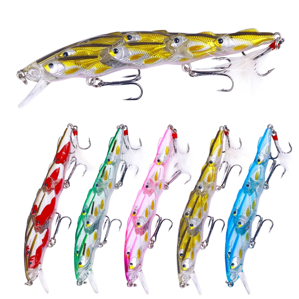 Hengjia 1 Peça Grupo Peixe Minnow Artificial Duro Crankbait Isca De Natação