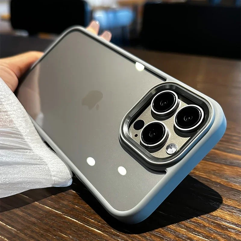 Caixa De Proteção De Alta Definição Em Acrílico Cinza Titânio Para IPhone 16Pro Max 16Plus15 14 13 12 11 Pro Max XR XSMAX 7 8 Plus