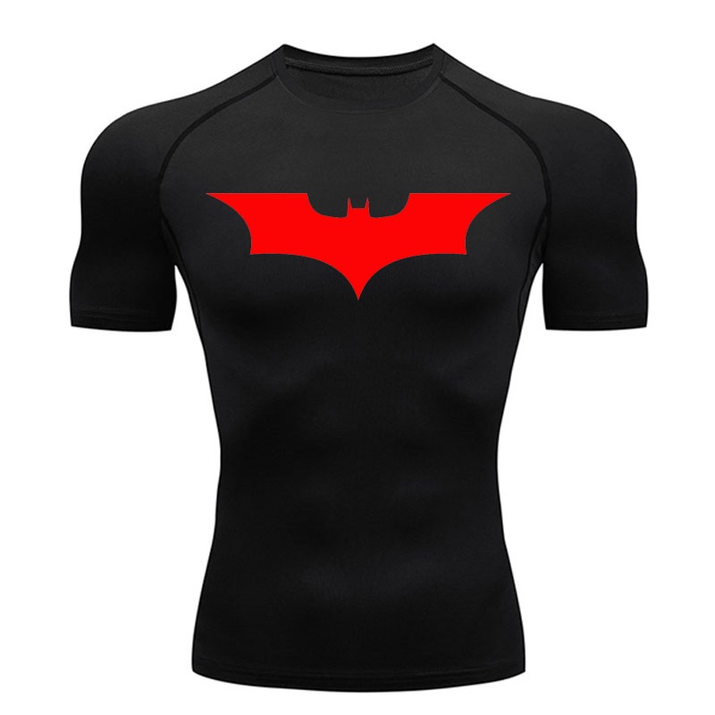 Camiseta De Compressão Batman Corrida Masculina Manga Curta Summer Sportswear Gym Workout Quick Dry Sports Top 2099