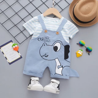 Novo Summer Baby Girls Boys Vestuário De Verão Moda Infantil Roupas De Bebê T Camisa Dinossauro Calças De Macacão 2Pcs/Set