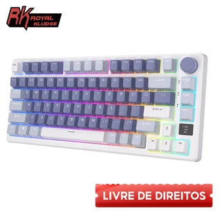 Royal Kludge RKM75 Tri-mode RGB Com Fio Bluetooth 2.4G 75Key Sem 3 Modos Hot-Swap