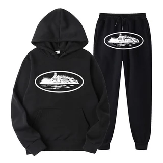 Novo Estilo Padrão da Prisão Homens Homens Mulheres Mesmo Estilo Camiseta Estilo Sweatshirt Impresso Capuz de duas peças
