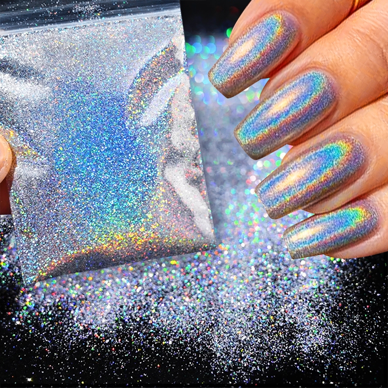 1Bag Pigmento Holográfico Em Pó Ultra Fino De Cromado Brilhante Manicure Decorações