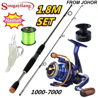 Sougayilang Joran Pancing Set 2 Seções Portáteis 1.8M Cana De Pesca De Fibra De Carbono De Alta Qualidade E Carretel 12BB 1000-7000 Para Lago Rio