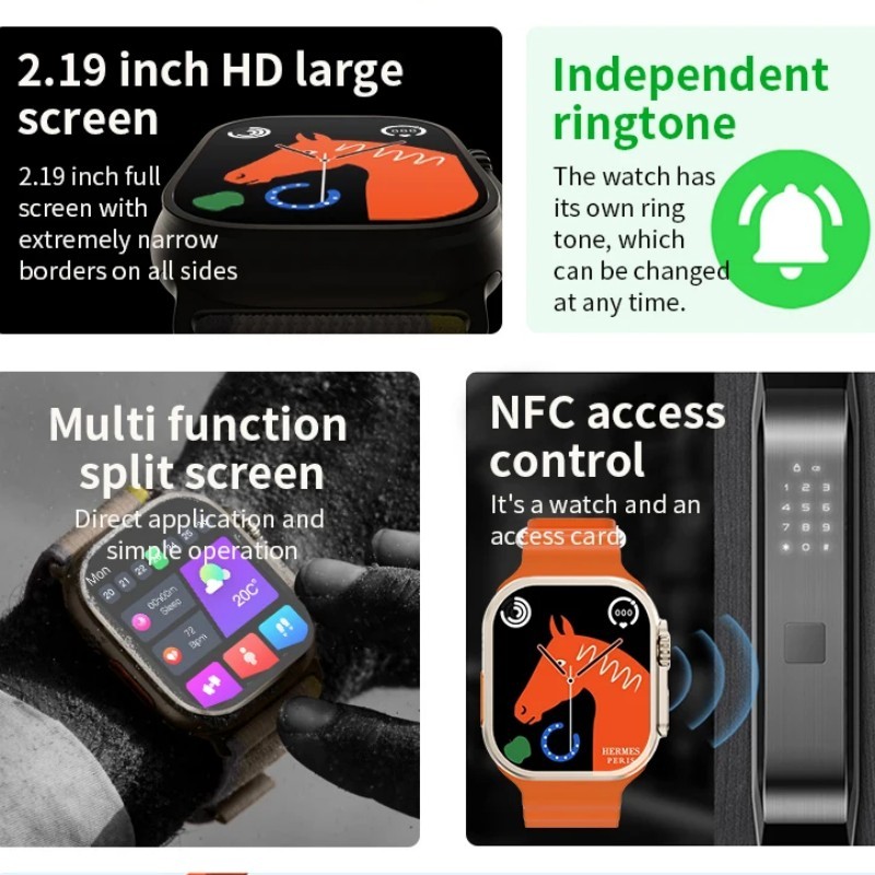 Clock 9 Ultra 2023 Novo Smart Watch 49mm Series 8 Smartwatch Men Bluetooth Water Test Call 8 Watch8 Wireless Load_voghion.com