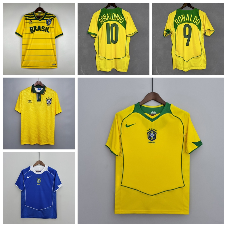 1984 1991 2004 Copa América Brasil Home Longe Ronaldo Kaka Ronaldinho Retro Jersey Camisa De Manga Curta