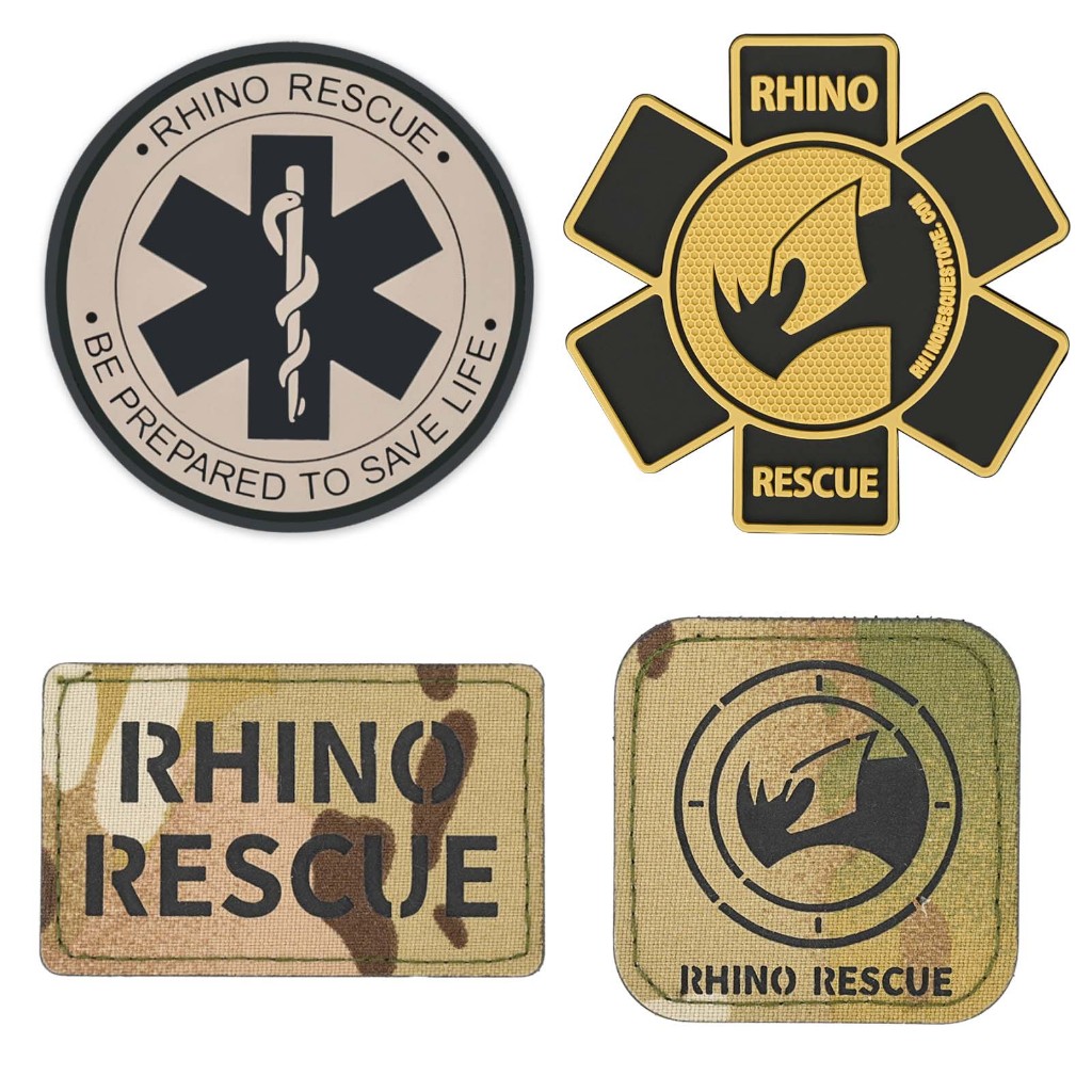 Rhino Rescue Military Patch Morale Capítulo Moral Militar Borracha Médica Tática Paramedic Badge Patches Hook Fasteners Backing