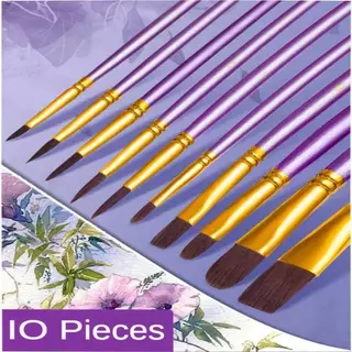 Kit 10 Peças Profissional Pincel De Pintura Náilon Artista Pincéis Aquarela Novas Cores