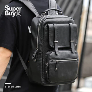 Mochila De Grande Capacidade/Couro À Prova D'água Bolsa Para Laptop De 15 Polegadas/Viagem