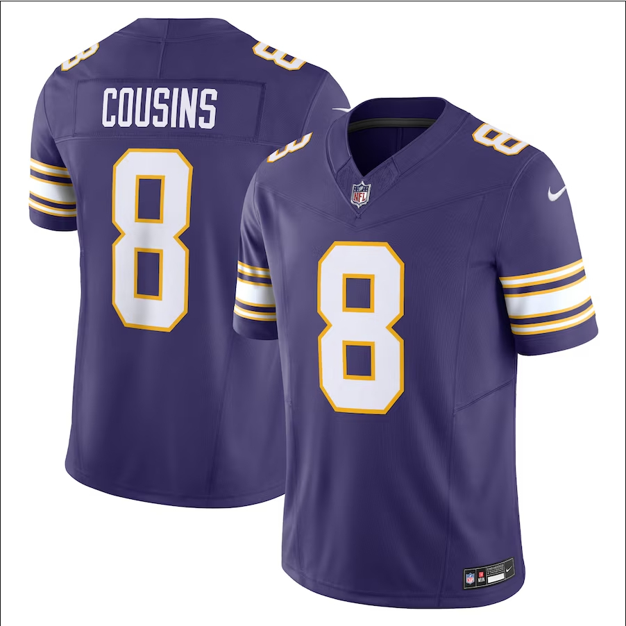 Tamanho grande Camisa NFL Vapor F.U.S.E. Jersey Vikings Camiseta Kirk Cousins Camisa De Futebol