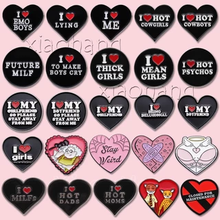 Eu Amo Meu Namorado Namorada Esmalte Alfinetes Broche Coração Texto Criativo Alfinete Metal Lapela Crachás Jóias Presente Para Amante