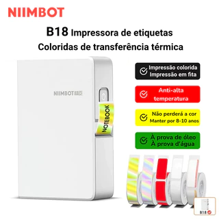 Impressora Portátil de Etiquetas Coloridas NIIMBOT B18, Conexão Bluetooth Sem Fio