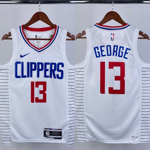 Camiseta Masculino 2023 regata NBA Los Angeles Clippers Paul George Camisa Branca De Basquetebol Jersey