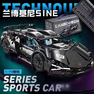 1314pcs Lamborghini Series Black Samurai Battle Damaged Lamborghini Boys Educational Assembled Building Block Brinquedos de Aniversário para Crianças Brinquedos de Aniversário para Carros Esportivos Decorações do Modelo de Corrida de Carros