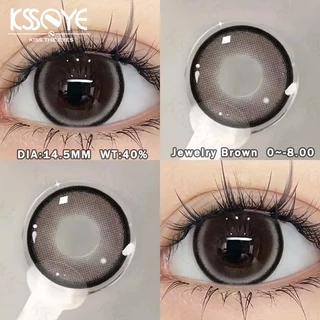 KSSEYE 2pcs Lente De Contato Natural 14,5mm Doll Eyes Yearly Use jewelry series Macia De Grande Diâmetro Cinza E Marrom