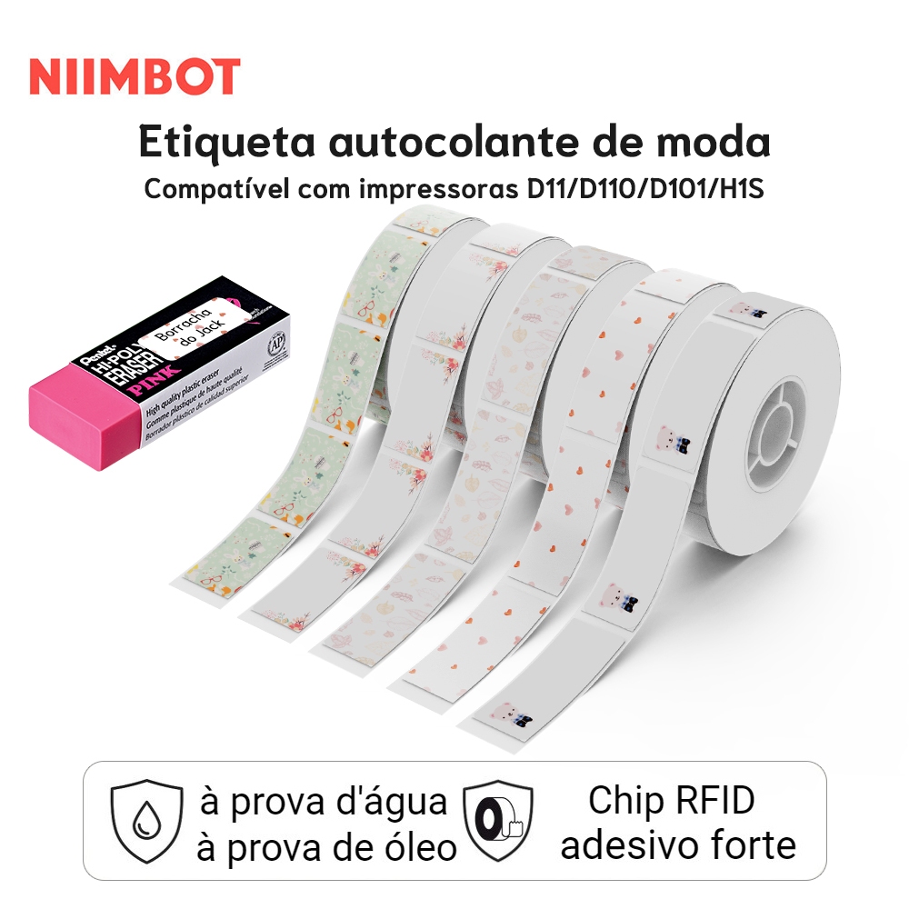 NIIMBOT D11/D101/D110 Etiquetas Adesivas de Desenho Animado para Nomes à prova d'água, Etiquetas de Classificação e Identificação.