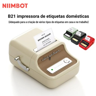 NIIMBOT B21 Impressora Portátil de Etiquetas Bluetooth Térmica Criadora de Etiquetas Adesivas Sem Tinta.