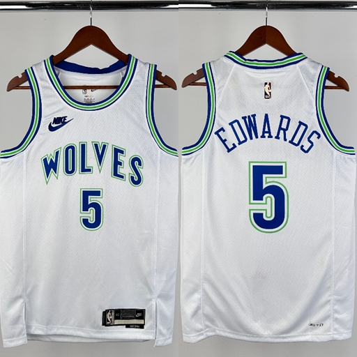 Masculino Camisa NBA Minnesota Timberwolves Regata Anthony Edwards Camiseta Basquetebol Branco Jersey