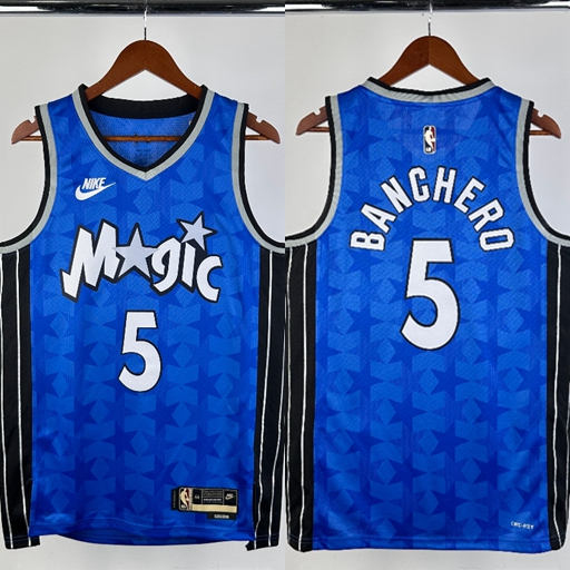 Masculina Camiseta 2023 NBA Orlando Magic Paolo Banchero Camisa Azul De Basquetebol Jersey