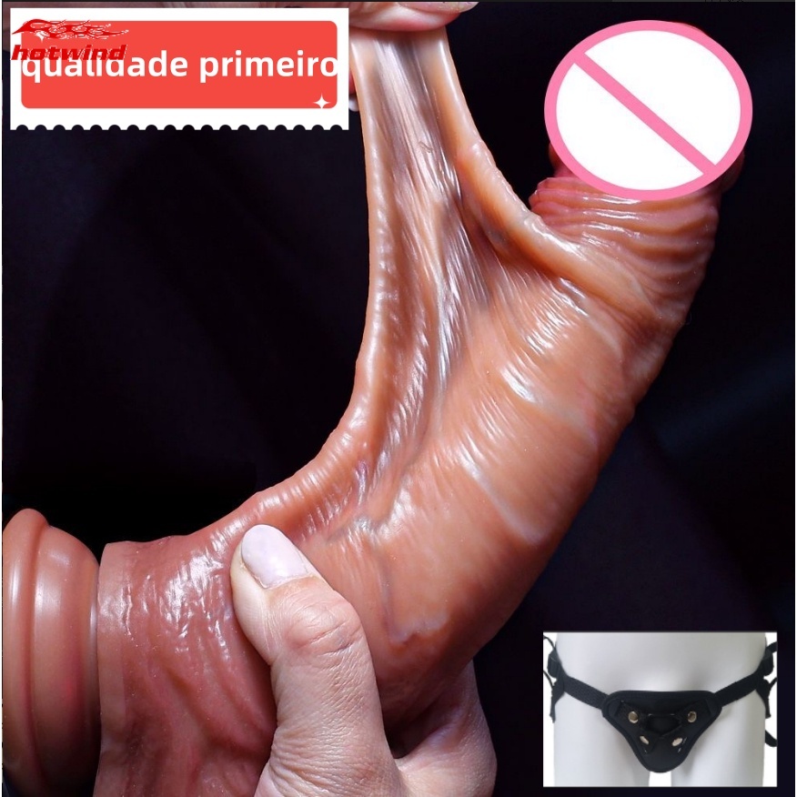 UQ 21cm Pênis De Borracha Realista , Pele Vibrador De Testículos Deslizante Para anal Grande Brinquedos Sexuais , Dildo , sex shop