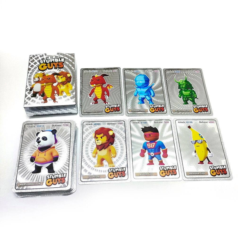 Set De 55 Cartas Coleccionables Stumble Guys – Edición Gold Foil Y Silver Foil, 2 Cajas, Incluye Llavero Minion Amarillo, Regalo Para Gamers