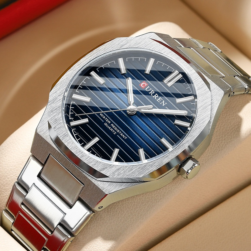 Novo Relógio CURREN Original Ponteiro Luminoso De Aço Inoxidável Simples Retro Moda 8456 X