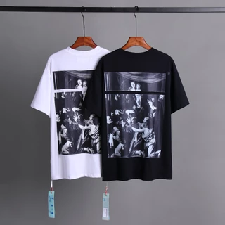 Homens Mulheres Off-Wh1te Figura Avatar Graffiti Arrow Zebra Crossing Impressão De Maré Redonda Solta Lazer Camiseta Manga Curta Tamanho S-3XL OW2