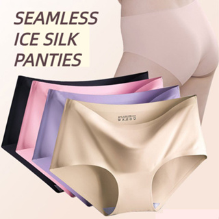 Calcinha Modal De Verão Ice Silk Sem Costura Cintura Média Ladies