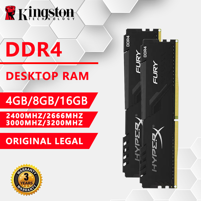 Kingston HyperX FURY DDR4 RAM Desktop 4GB 8GB 16GB 2400Mhz 2666Mhz 3200Mhz Memória De Jogo DIMM