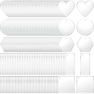 10 Pçs Acrílico Em Branco Transparente Chaveiro Pingentes Inclui Círculo Coração Quadrado Retângulo Hexágono Forma De Es