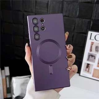 Capa Samsung S23 Ultra S23 FE Plus S22 Magnética Metálica Suporte Da Carcaça De Silicone Sem Fio Proteção À Prova De Choque Câmera