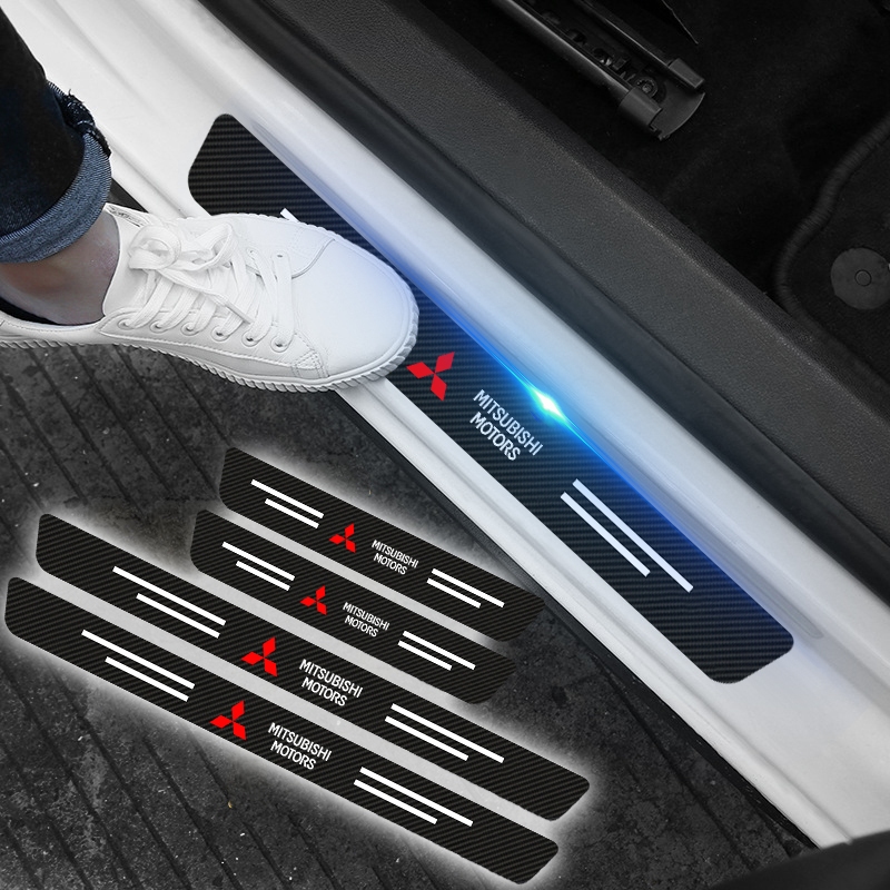 4pcs/set Autocolantes De Boas Vindas Com Pedal Anti-Colisão Proteção Do Limiar Para Carros Mitsubishi Asx Lancer Outlander Pajero EVO Acessórios Car-Styling