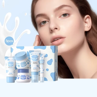 LAIKOU Milk Skincare Set 5pcs Com Protetor Solar Fps50 Hidratante Brilhante Suavizante Pele em Oferta na Shopee