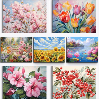 DROFE/Pintura Por Números/Flores A Óleo Digital/Quadros Coloridos De Bricolagem Em Tela Decoração De Ambientes