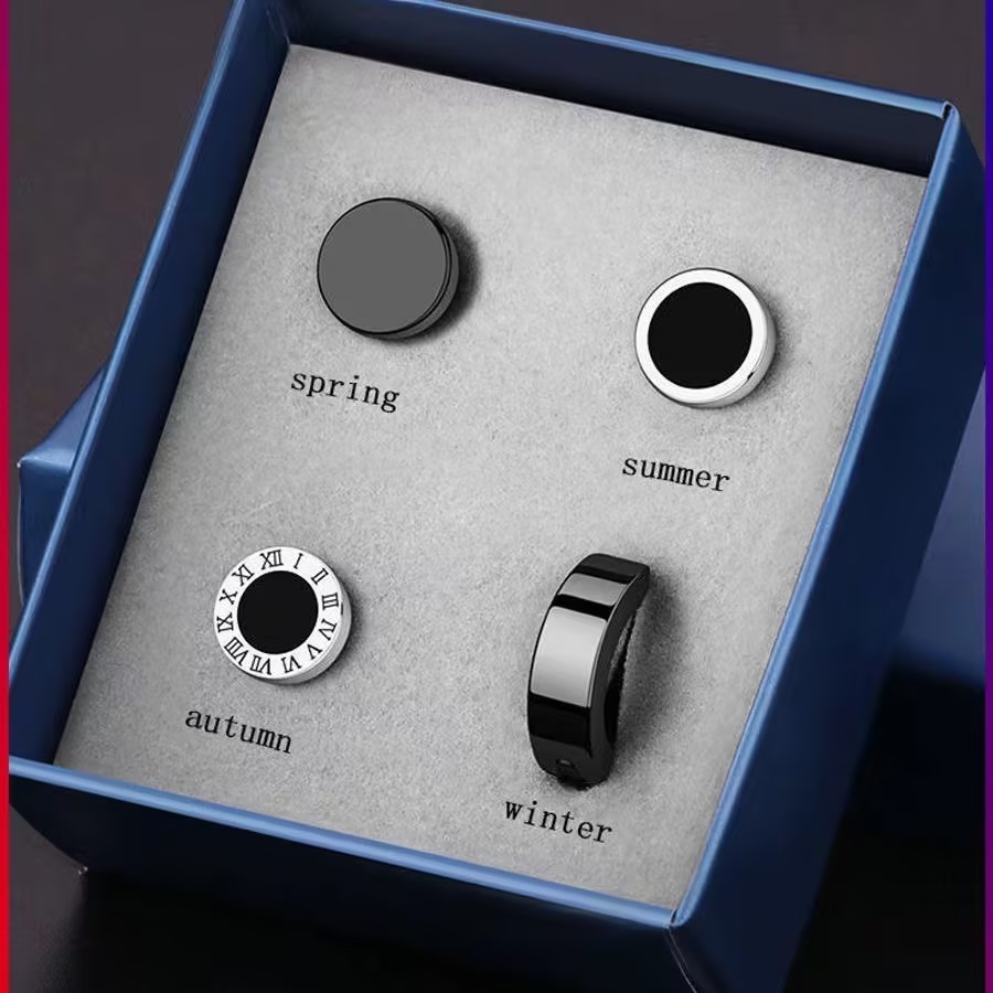 Conjunto Combinado de Brincos de Aço Titânio Moda Conjunto Combinado de Homens Não Desaparece Simples