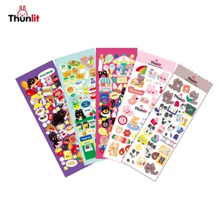 Thunlit Adesivo De Desenho Animado Coreano Ins Mini Papel De Embrulho Hit Cor Urso Padrão Diário Decoração