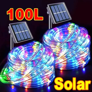 【 Ready Stock 】 Ligyetor 10/5M Solar PVC Rainbow Tube Lights LED Waterproof String for Outdoor Family Christmas Decoração De Casamento