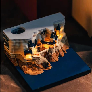 2024 Bloco De Notas Do Calendário De Escrivaninha 3D Com Luzes