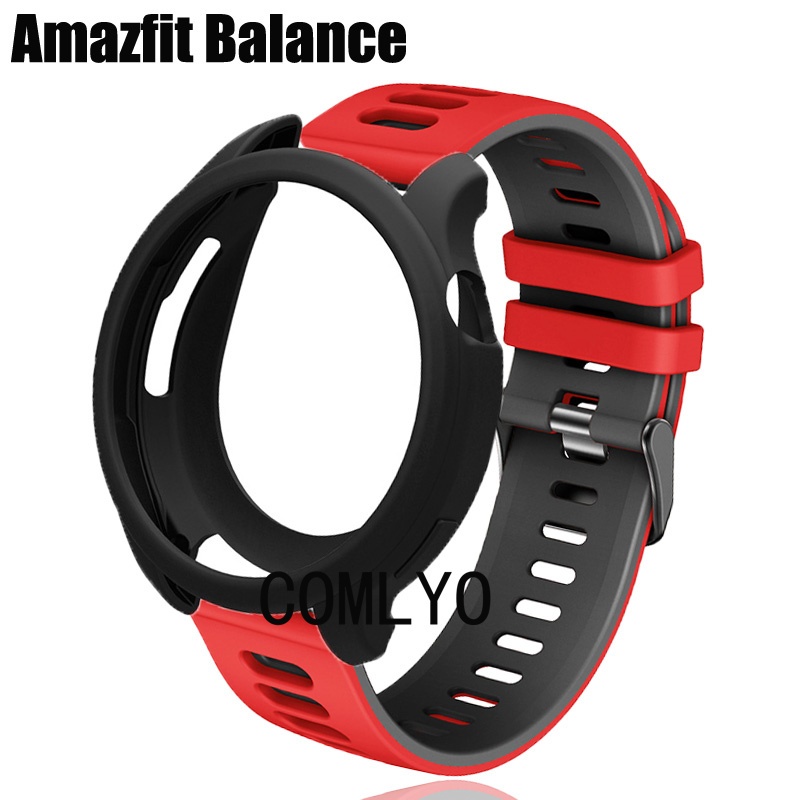 Para O Amazfit Balance Strap + Case Band Smartwatch Relógio Inteligente Pulseira De Silicone Protetora De Pára-Choques De Capa De Proteção De Tela