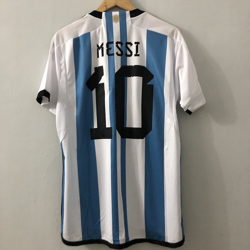 3 Estrelas Argentina Casa FOotball Jersey 23 24 Messi Di Maria Homens Fãs De Camisas De Futebol