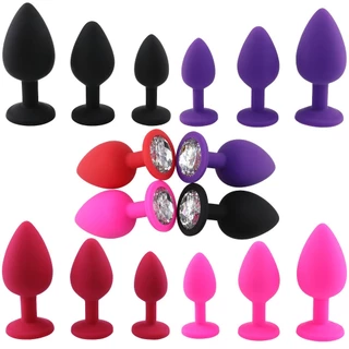 plug anal De Silicone Preto CF Com Jóias Na Base De Veludo 3 Tamanhos Broca Quadra Traseira Sexo Brinquedos