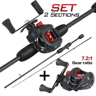 Sougayilang 1.8m Vara De Pesca Em Fibra De Carbono Combos De Carretel 5.2 : 1 Relação Engrenagem Max Drag 10kg