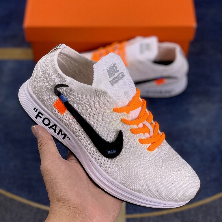 Nike flyknit racer sales x off white