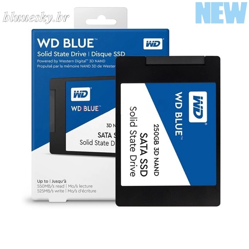 3d NAND SATA SSD 1TB Dados Ocidental Azul (WD) Série Azul SSD SATA III 6Gb / s 2,5 "/ 7mm Até 560MB / s