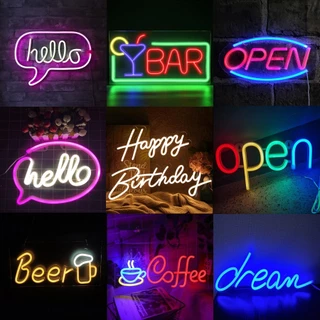 Sinal De Luz LED Aberto Café Bar Iluminação Aberta Pendurado Na Parede Bilhar Restaurante Decoração Festival