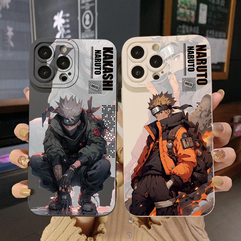 Capa Protetora Para iPhone 15 14 Plus 13 12 Pro Max 11 XR 7 8 SE 2020 Naruto Kakashi Square Edge Len Completa
